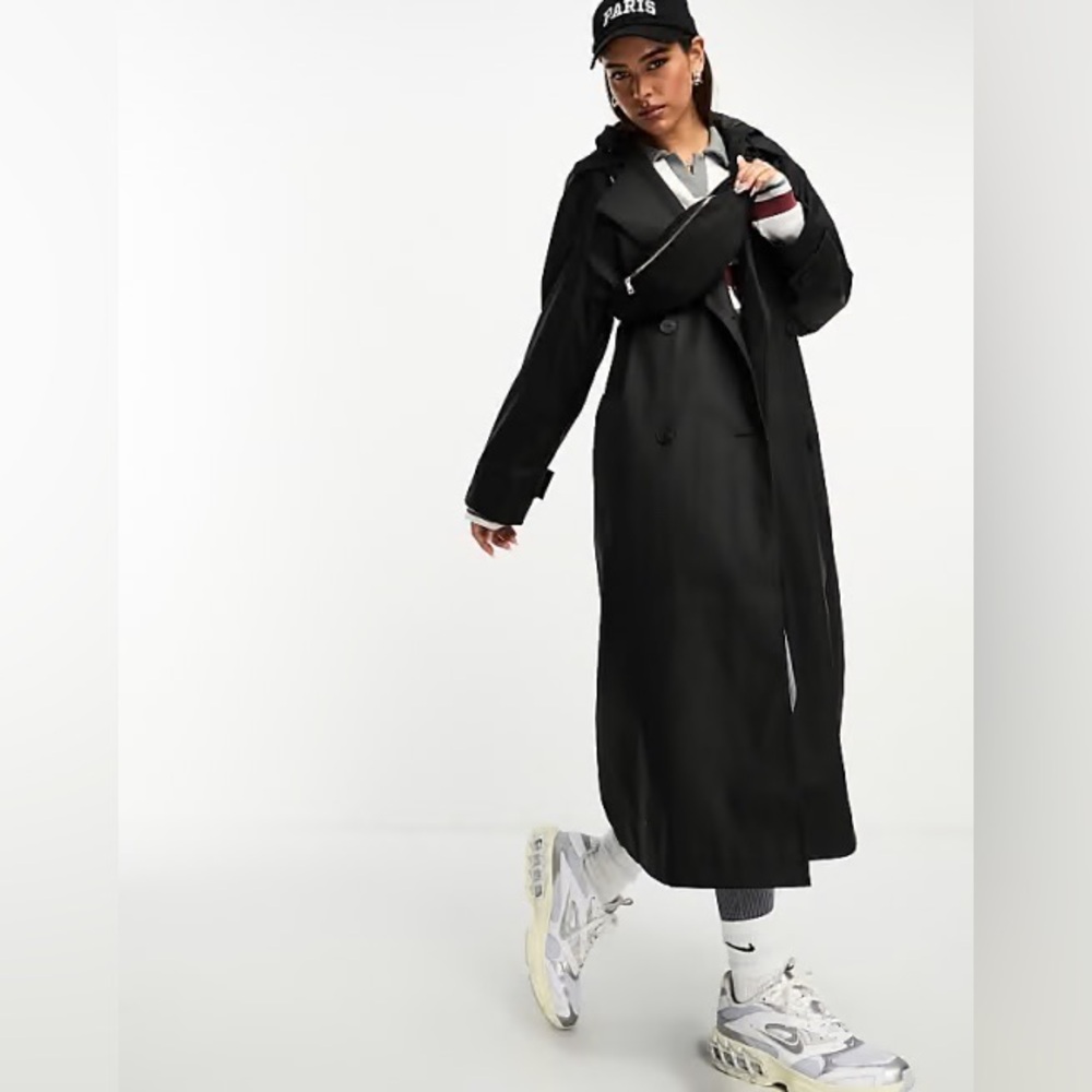 ASOS rubberized rain trench coat